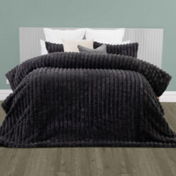 Arna Faux Fur Comforter Set, King, Charcoal