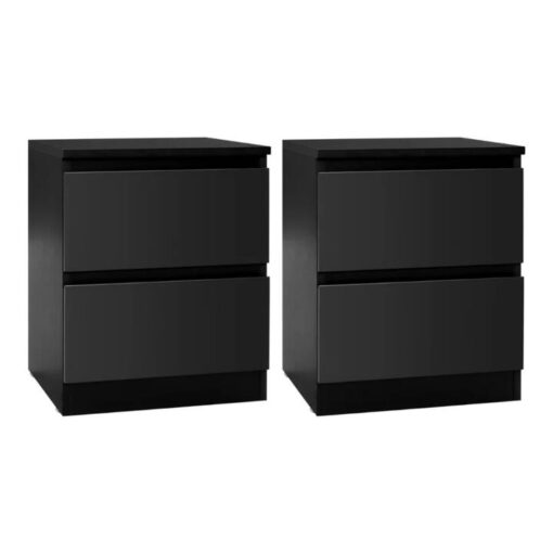 Artiss 2x Bedside Table 2 Drawers - PEPE Black