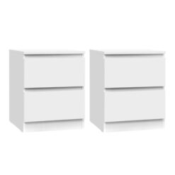 Artiss 2x Bedside Table 2 Drawers - PEPE White