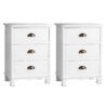 Artiss 2x Bedside Table 3 Drawers Vintage - THYME White