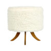 Aspen Faux Fur Round Ottoman Stool