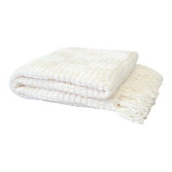 Bambury Asha Chenille Woven Throw, 130x200cm, White