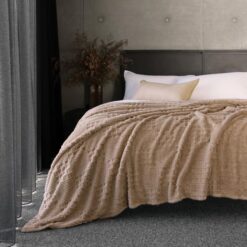 Bambury Lattice Sherpa Blanket, Single, Latte
