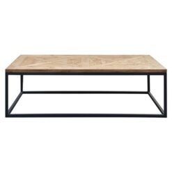 Bolden Parquet Timber Top Iron Coffee Table, 150cm