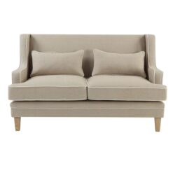 Bondi Fabric Sofa, 2 Seater, Beige with White Piping