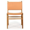 Bredbo Leather & Teak Timber Dining Chair, Toffee / Natural