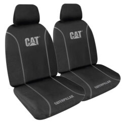 CAT FX Design Checkerplate Black Heavy Duty 9oz Polyester Canvas Seat Covers, Size 30
