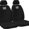 CAT Icon Design Black Premium Quality 12oz Poly / Cotton Canvas Seat Covers, Size 30
