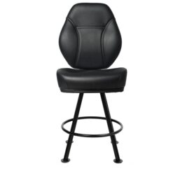 Cairo Commercial Grade Vinyl Gaming Stool, 4 Leg Base, Black / Black