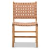 Casey Woven Leather & Teak Timber Dining Chair, Set of 2, Nude Tan / Natural