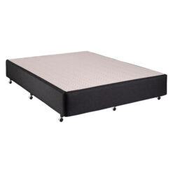 Chesden Australian Made Commercial Grade Fabric Ensemble Bed Base with Chrome Hood Castor Feet, King (2x Long Single), Midnight