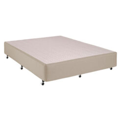 Chesden Australian Made Commercial Grade Fabric Ensemble Bed Base with Chrome Hood Castor Feet, King Single, Beige