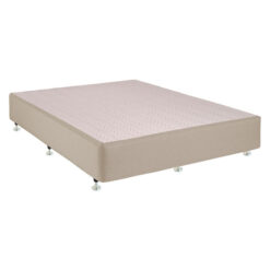Chesden Australian Made Commercial Grade Fabric Ensemble Bed Base with Chrome Hood Glide Feet, Queen, Beige