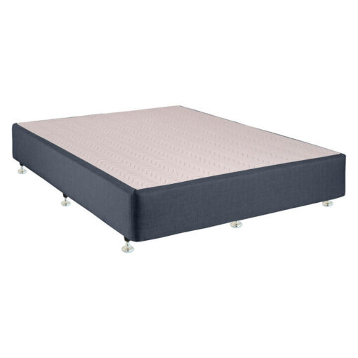 Chesden Australian Made Commercial Grade Fabric Ensemble Bed Base with Chrome Hood Glide Feet, Queen, Graphite