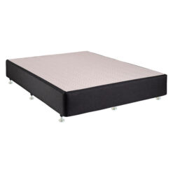 Chesden Australian Made Commercial Grade Fabric Ensemble Bed Base with Chrome Hood Glide Feet, Queen, Midnight