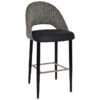 Chevron Commercial Grade Narla Fabric & Vinyl Bar Stool, Metal Leg, Basalt / Black