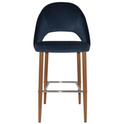 Chevron Commercial Grade Regis Fabric Bar Stool, Metal Leg, Navy / Light Oak