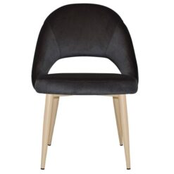Chevron Commercial Grade Regis Fabric Dining Chair, Metal Leg, Charcoal / Birch