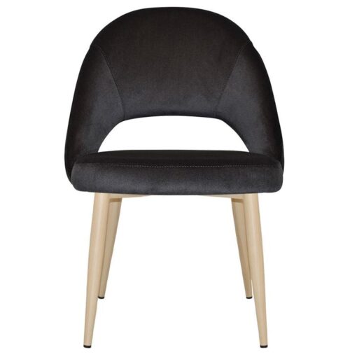 Chevron Commercial Grade Regis Fabric Dining Chair, Metal Leg, Charcoal / Birch