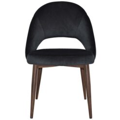 Chevron Commercial Grade Regis Fabric Dining Chair, Metal Leg, Charcoal / Light Walnut