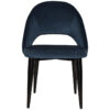 Chevron Commercial Grade Regis Fabric Dining Chair, Metal Leg, Navy / Black