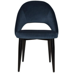 Chevron Commercial Grade Regis Fabric Dining Chair, Metal Leg, Navy / Black