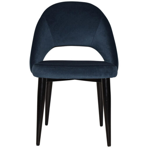 Chevron Commercial Grade Regis Fabric Dining Chair, Metal Leg, Navy / Black