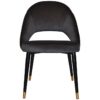 Chevron Commercial Grade Regis Fabric Dining Chair, Slim Metal Leg, Charcoal / Black Brass