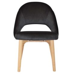 Chevron Commercial Grade Regis Fabric Dining Chair, Timber Leg, Charcoal / Natural