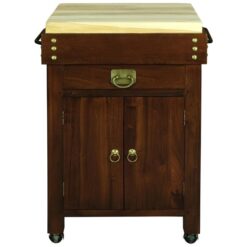 Cucina Mahogany Timber Butcher Block Kitchen Island with Castors, Small, Mahogany