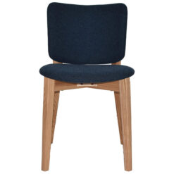 Dakota Commercial Grade Timber Dining Chair, Gravity Fabric Back & Seat, Navy / Natural