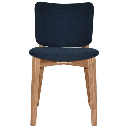 Dakota Commercial Grade Timber Dining Chair, Gravity Fabric Back & Seat, Navy / Natural