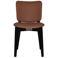 Dakota Commercial Grade Timber Dining Chair, Vinyl Back & Seat, Tan / Black