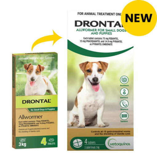 Drontal Wormers Tabs For Dogs 3kg (Green) 4 Tablets(Exp: 12/2025)