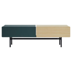 DuoFlat Modern Drop Down Door Sideboard Storage Unit, 182cm, Oak / Moss