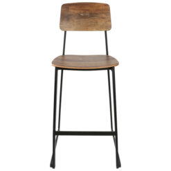 Durafurn Denver Commercial Grade Steel Bar Stool with Wooden Seat, Rustic
