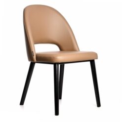 Durafurn Semifreddo Commercial Grade Vinyl Dining Chair, Timber Leg, Taupe / Black