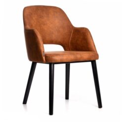 Durafurn Sorbet Commercial Grade Fabric Dining Armchair, Timber Leg, Tan / Black