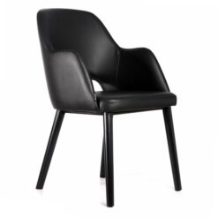 Durafurn Sorbet Commercial Grade Vinyl Dining Armchair, Timber Leg, Black / Black