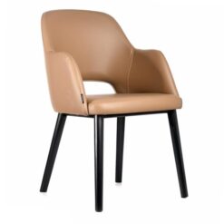 Durafurn Sorbet Commercial Grade Vinyl Dining Armchair, Timber Leg, Taupe / Black