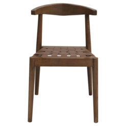 Elliot Oak Timber & Woven Leather Dining Chair, Walnut