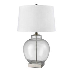 Ellyn Glass Base Table Lamp, Clear / Nickel
