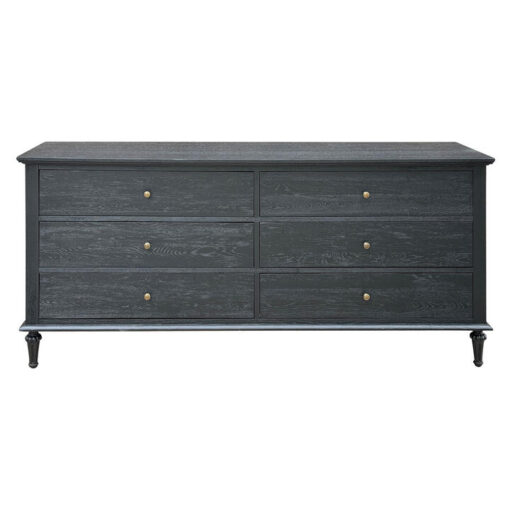 Emmerson II Oak Timber 6 Drawer Dresser, Black Oak