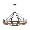 Funale Wood & Iron Candelabra Pendant Light, 12 Light, Natural / Bronze