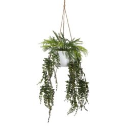 Glamorous Fusion Artificial Mixed Fern in Hanging Pot, 87cm