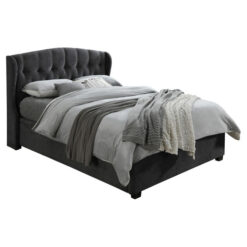 Harlin Fabric Gas Lift Storage Platform Bed, Queen, Licorice