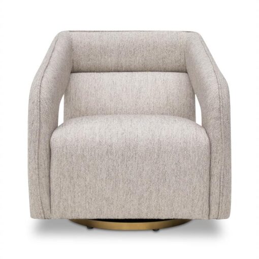 Hebersham Fabric Swivel Armchair, Light Grey