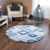 Ikat Diamonds Round Rug in Blue - 150x150cm