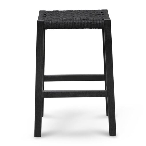 Jeloy Oak Timber Counter Stool, Black