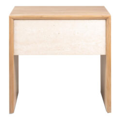 Jodoh Teak Timber & Travertine Bedside Table
